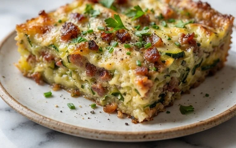 Zucchini and Beef Bacon Slice